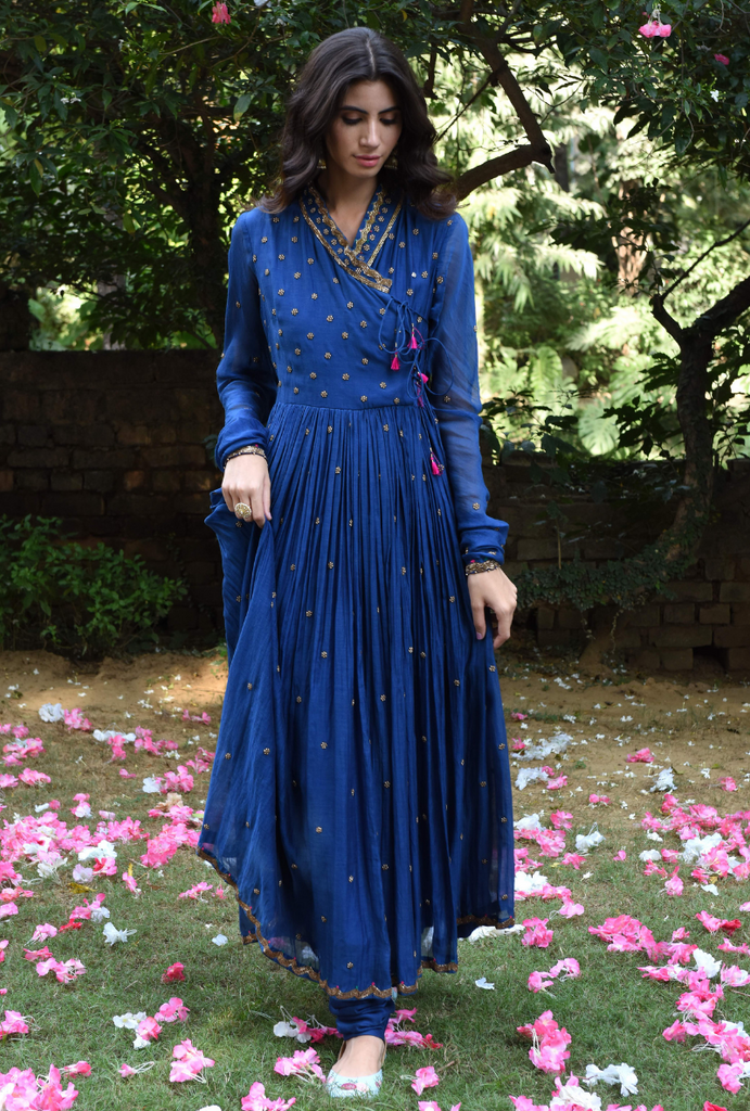 Blue Gul Anarkali Set