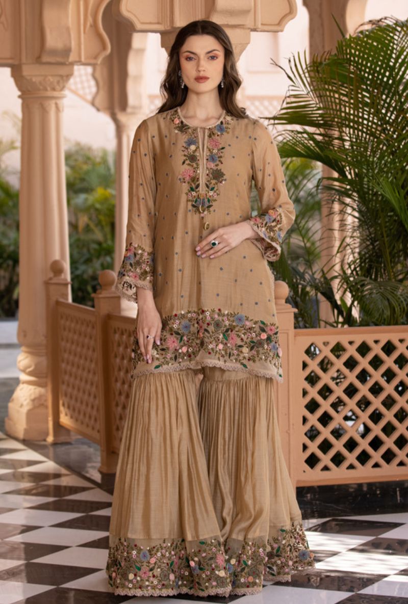Beige Orchid Sahiba Gharara Set