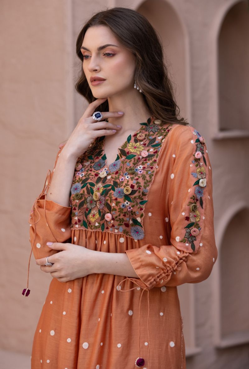 Peach Orchid Frockstyle Sahiba Kurta Set