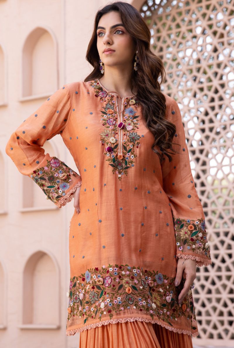 Peach Orchid Sahiba Gharara Set