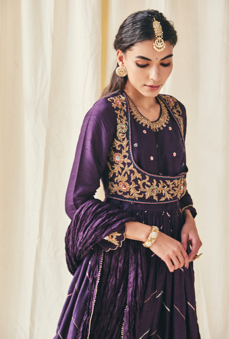 Purple Poshak Meera Anarkali Set