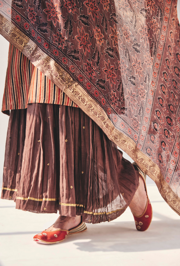 Brown Stripes Fiza Kurta Set