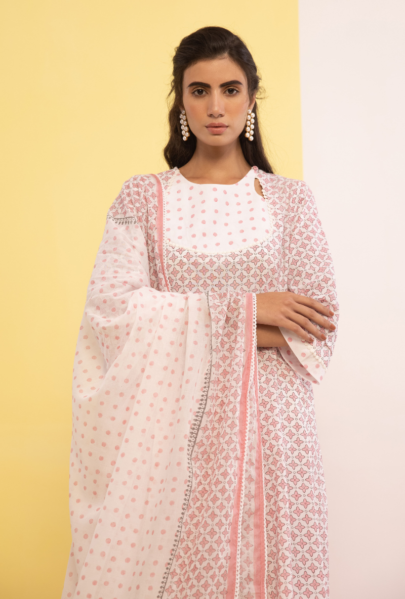 Pink Cotton Candy Anarkali Kurta Set