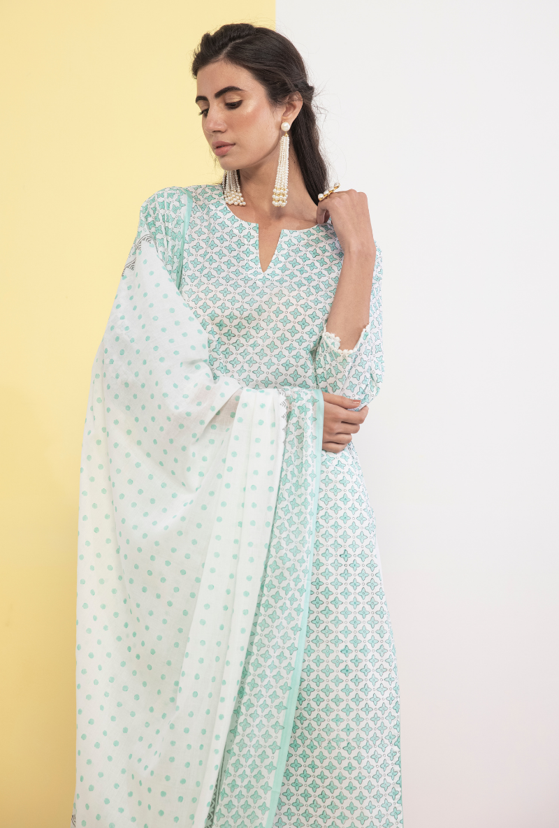 Aqua Cotton Candy Straight Kurta Set