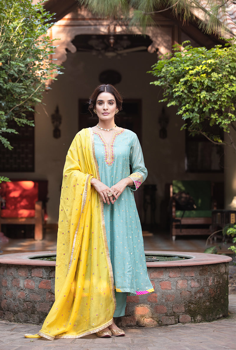 Aqua Multi Path A-line Hasrat Kurta Set