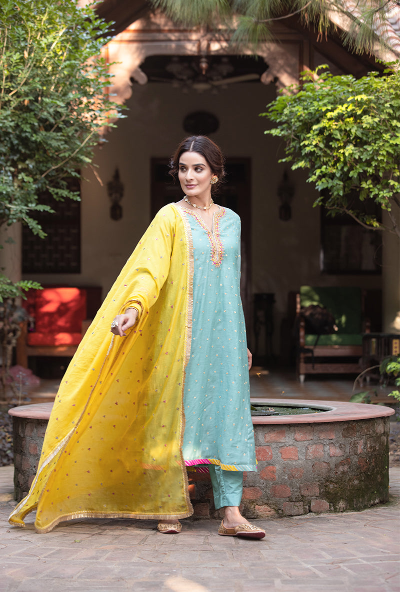 Aqua Multi Path A-line Hasrat Kurta Set