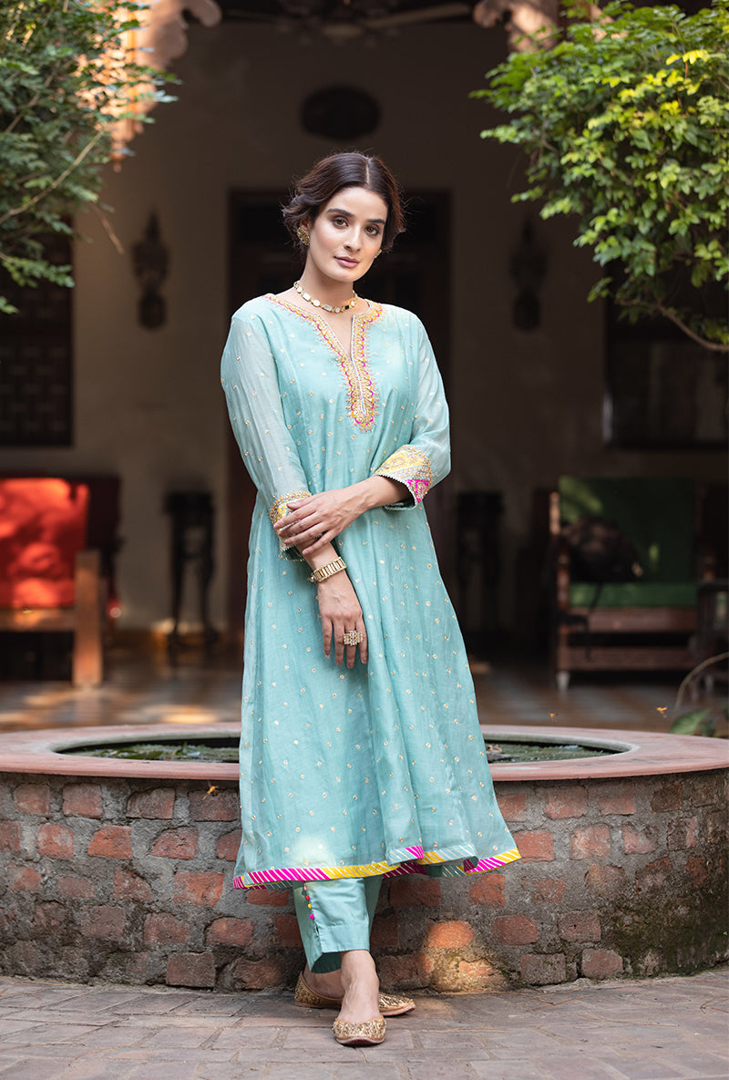 Aqua Multi Path A-line Hasrat Kurta Set