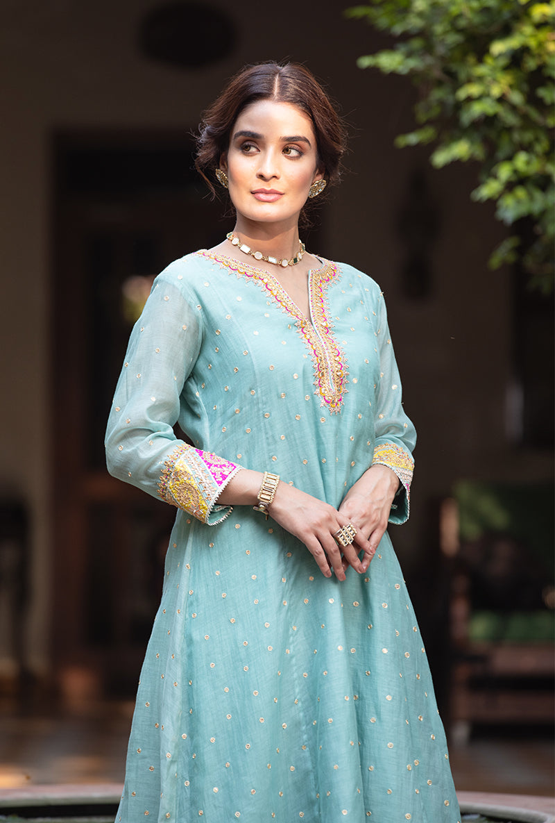 Aqua Multi Path A-line Hasrat Kurta Set