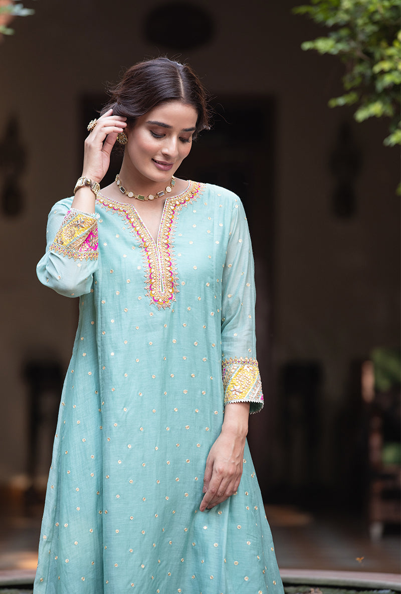 Aqua Multi Path A-line Hasrat Kurta Set