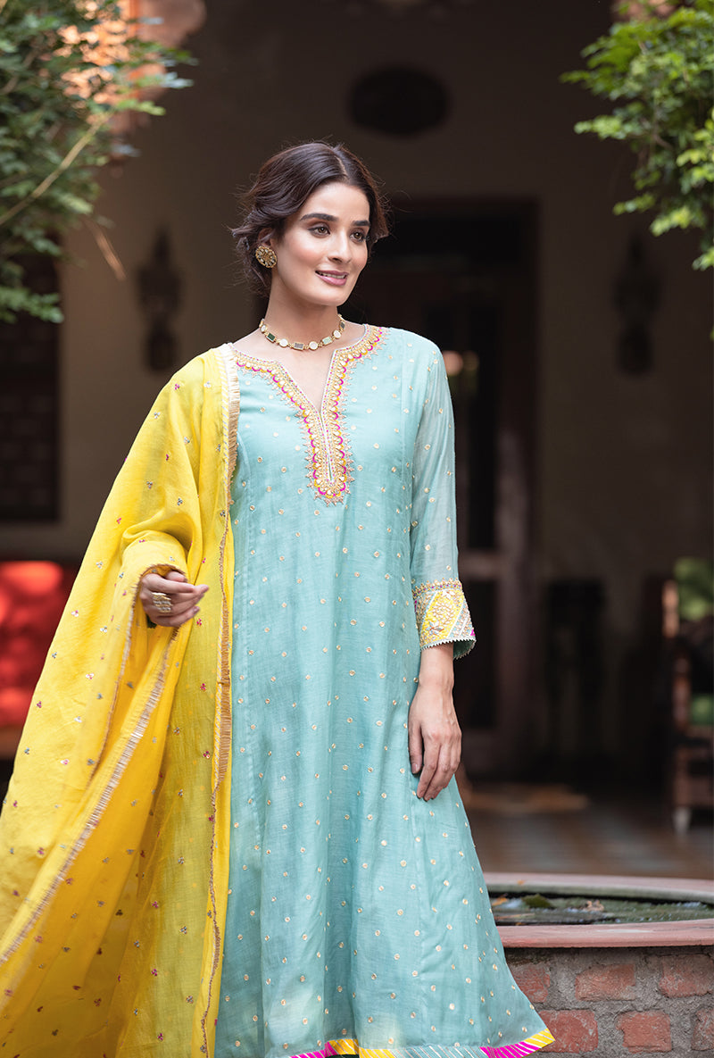 Aqua Multi Path A-line Hasrat Kurta Set