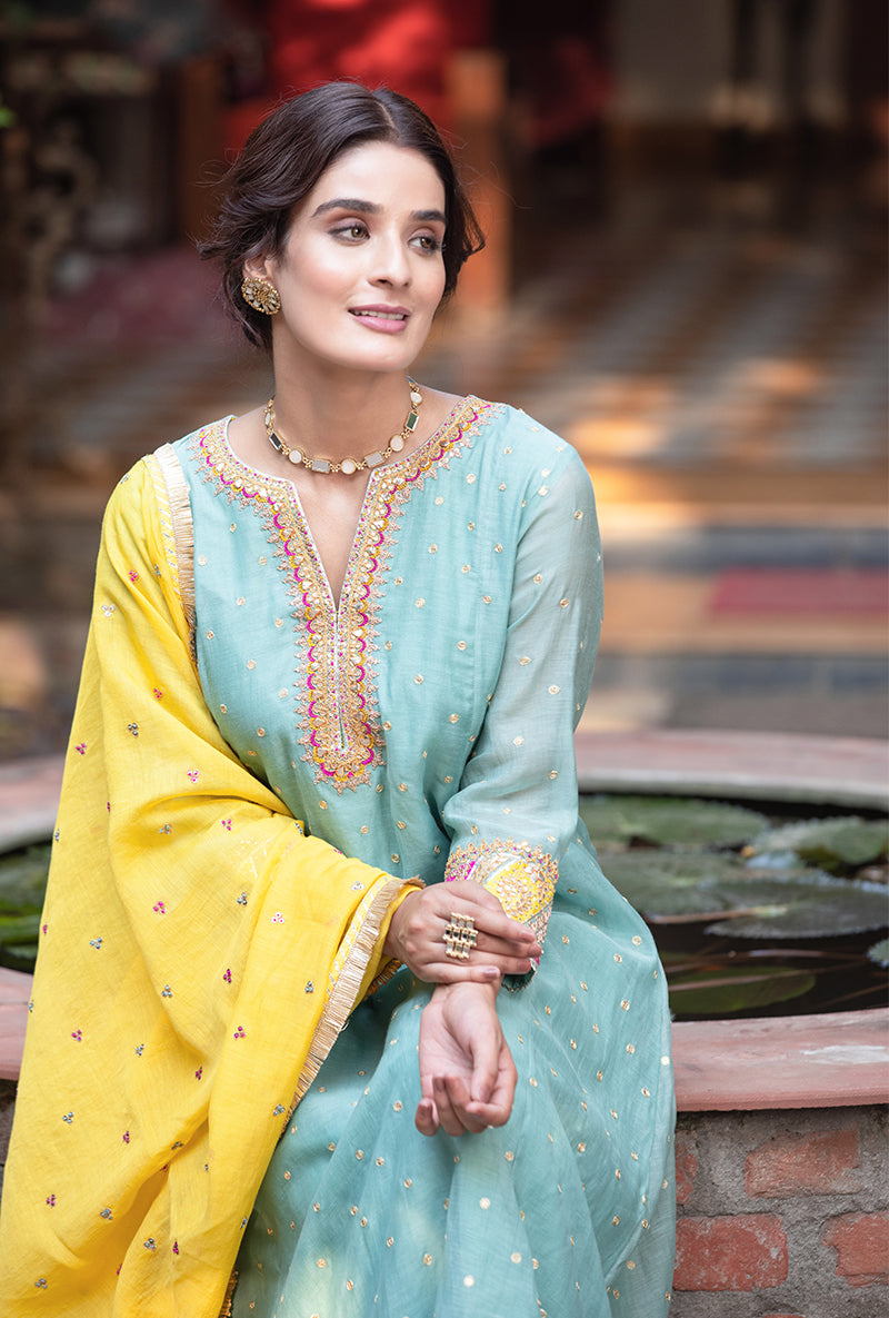 Aqua Multi Path A-line Hasrat Kurta Set