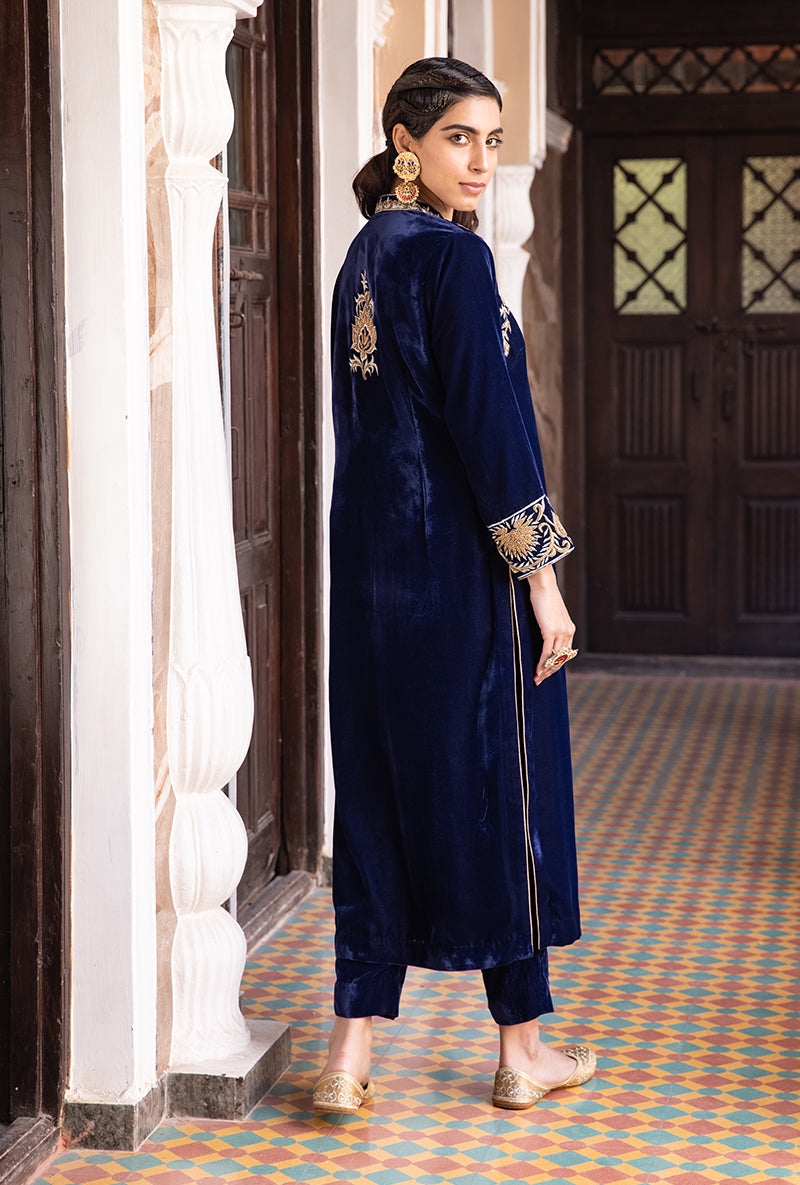 Blue Sherwani Jacket Aarzoo Kurta Set