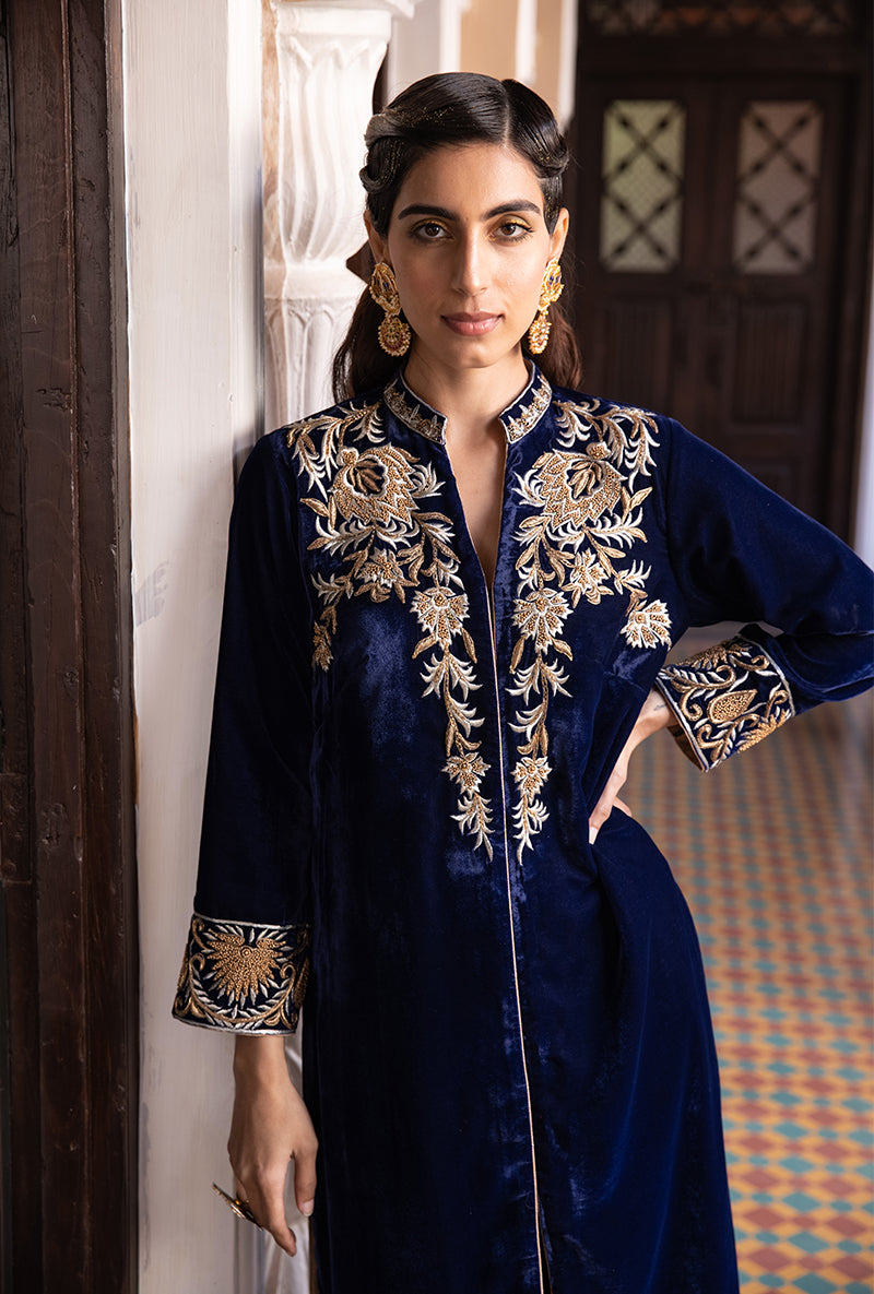 Blue Sherwani Jacket Aarzoo Kurta Set