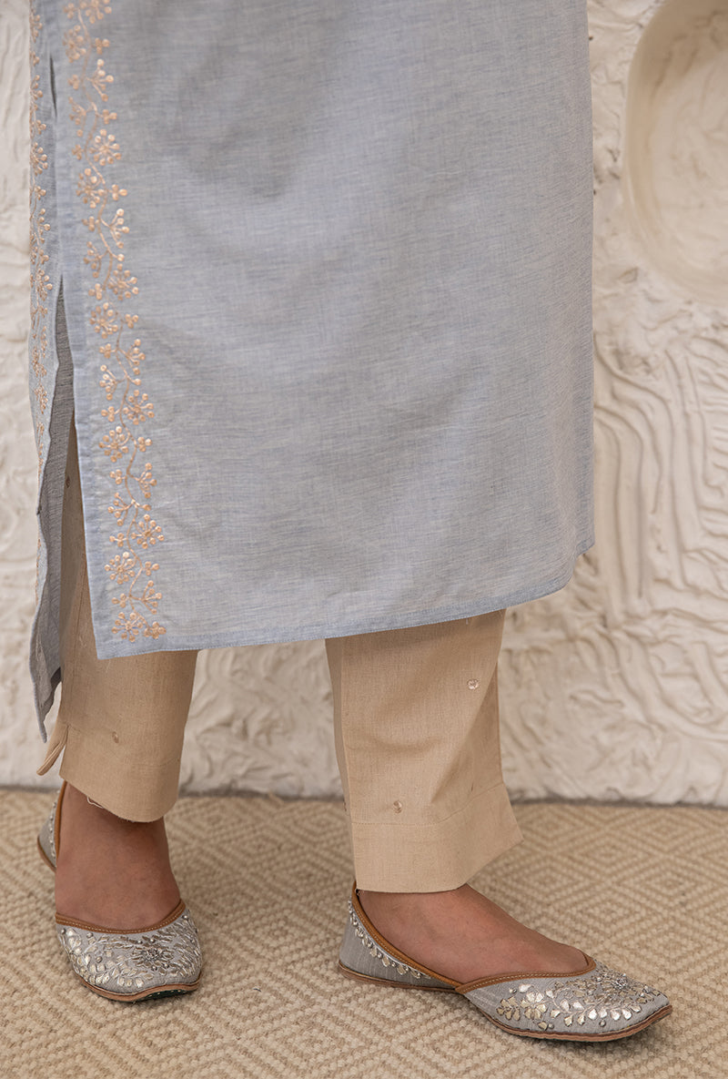 Blue Straight Kaftan Cut Tahira Kurta Set