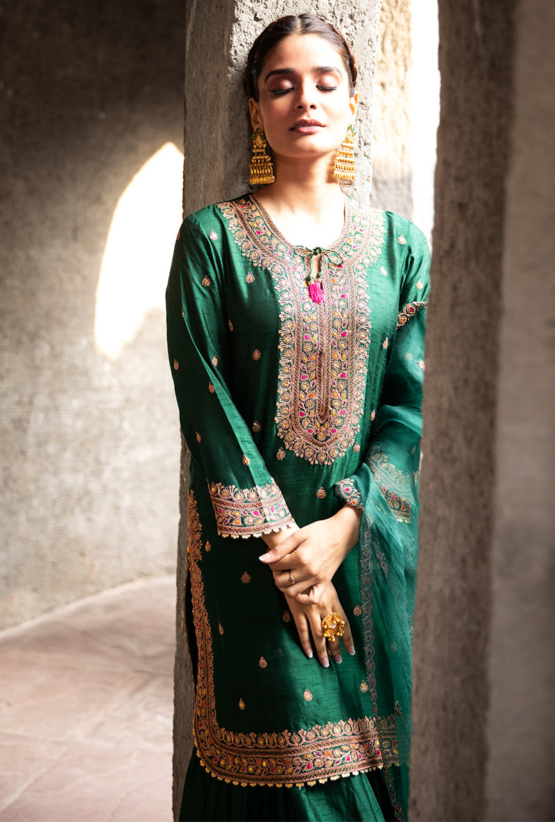 Green Gharara Ulfat Set