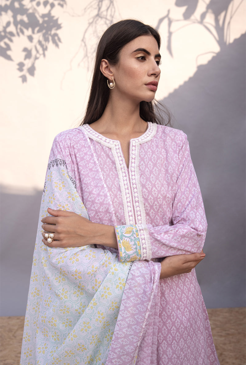 Lilac High Low Maya Kurta Set