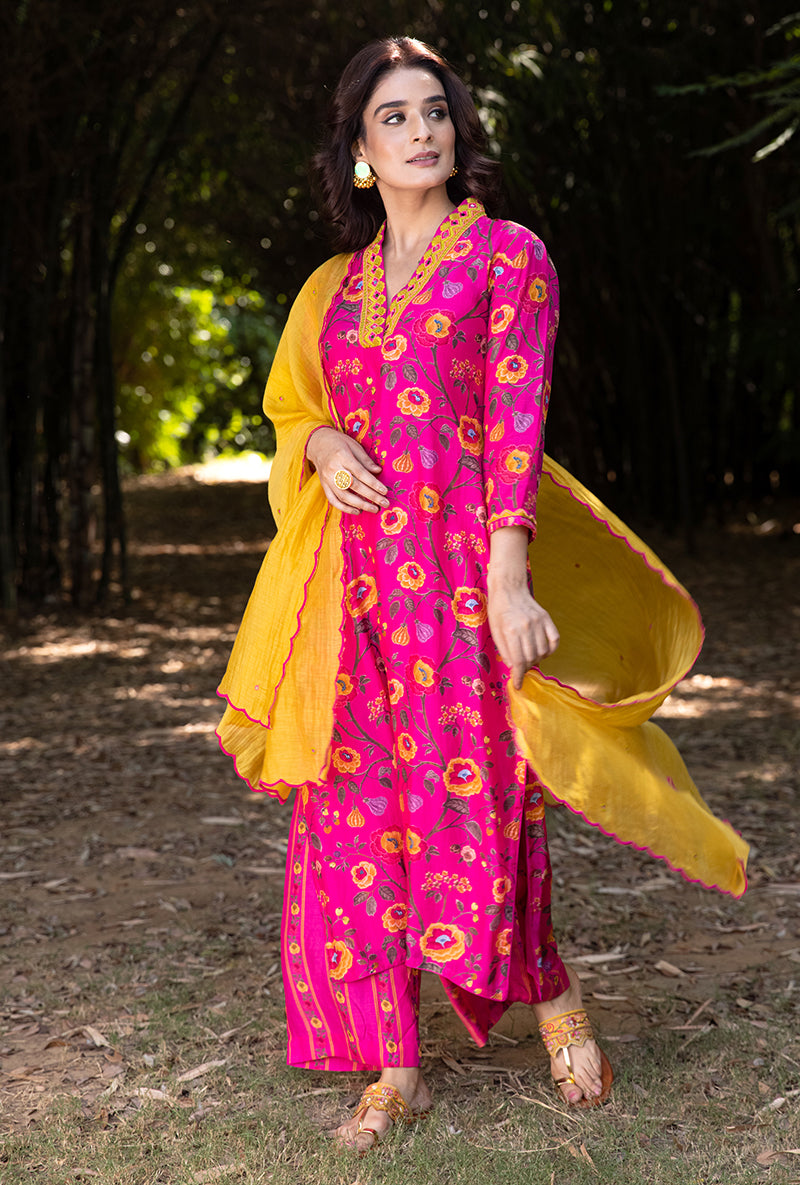 Pink Overlap Neckline Amaaya Kurta Set