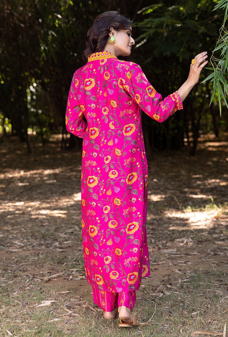 Pink Overlap Neckline Amaaya Kurta Set