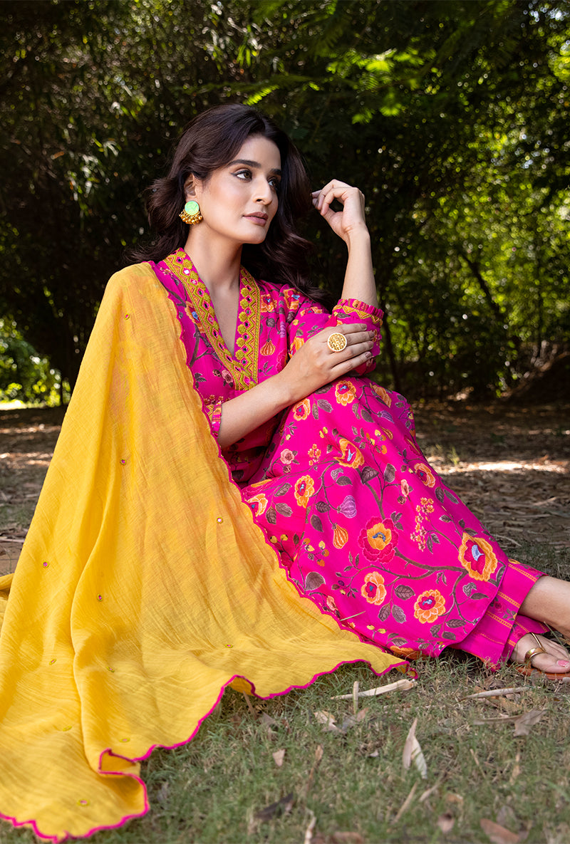 Pink Overlap Neckline Amaaya Kurta Set