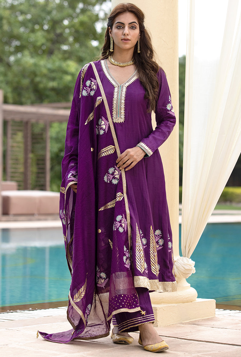 Purple Kalidaar Haseena Kurta Set