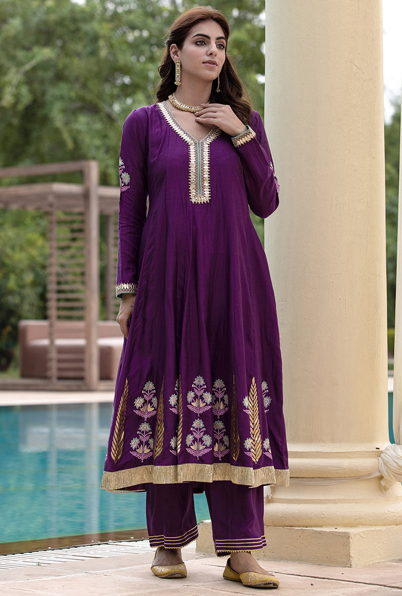 Purple Kalidaar Haseena Kurta Set