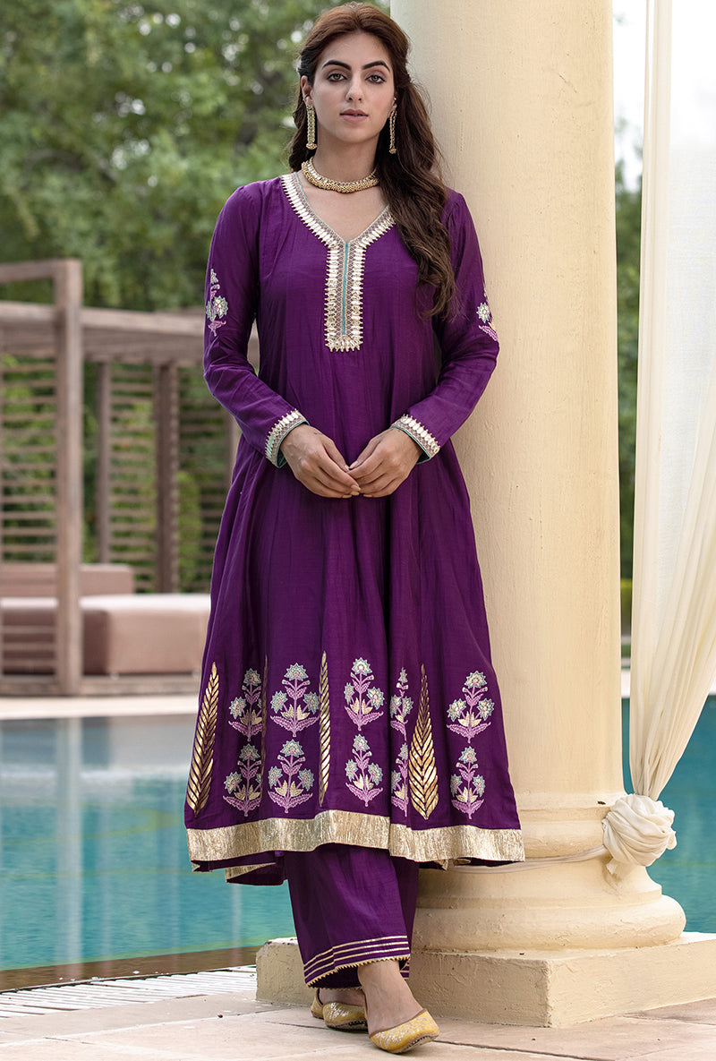 Purple Kalidaar Haseena Kurta Set