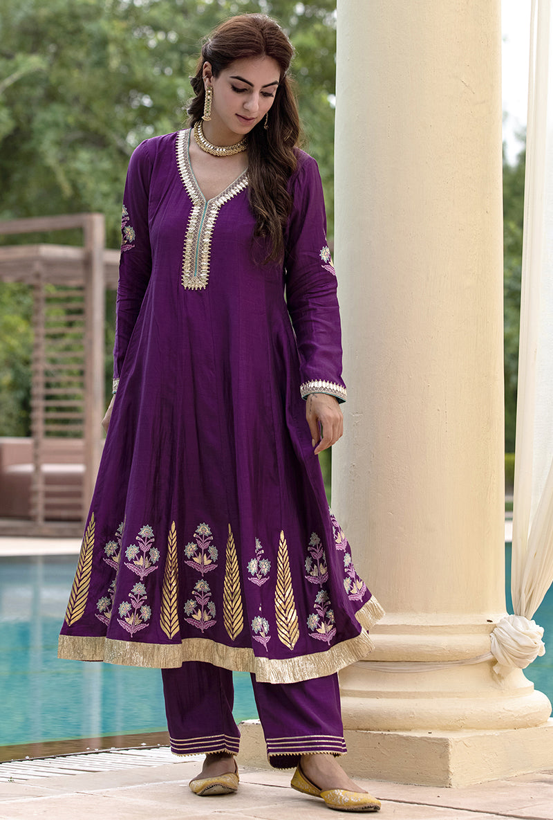 Purple Kalidaar Haseena Kurta Set