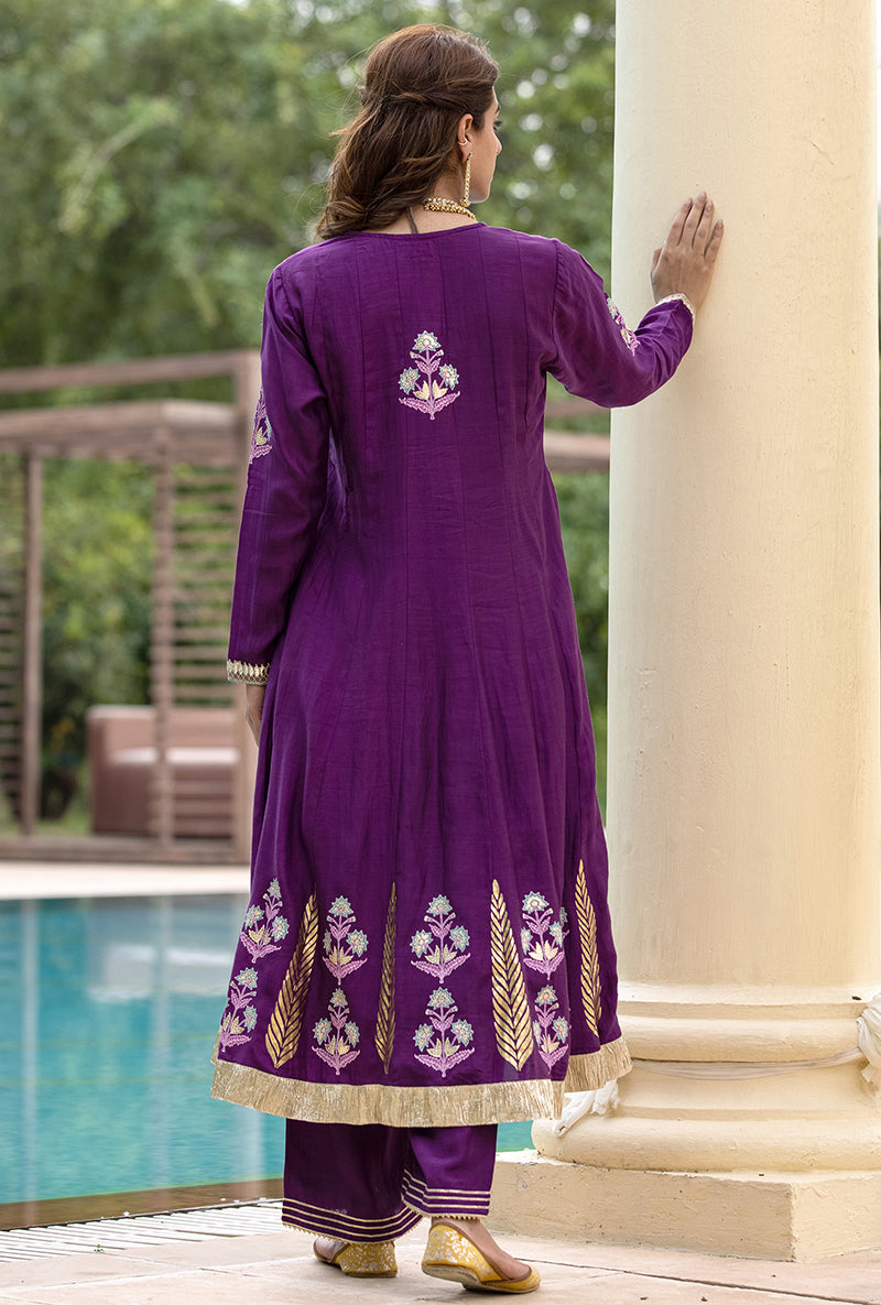 Purple Kalidaar Haseena Kurta Set