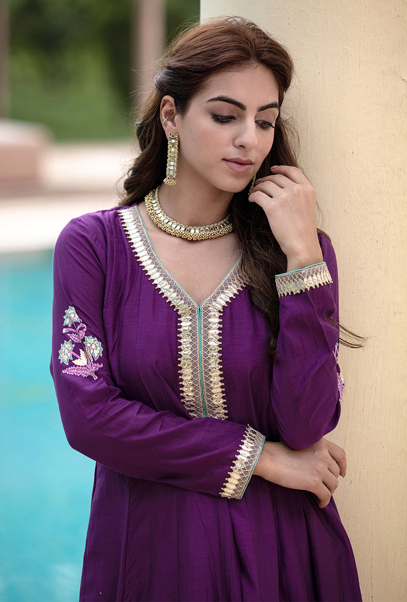 Purple Kalidaar Haseena Kurta Set