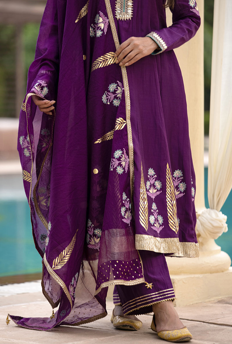 Purple Kalidaar Haseena Kurta Set