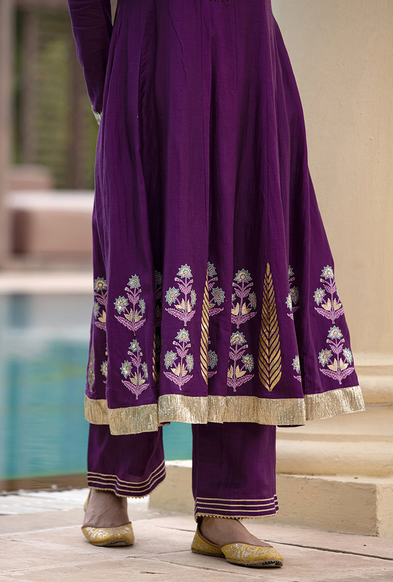 Purple Kalidaar Haseena Kurta Set