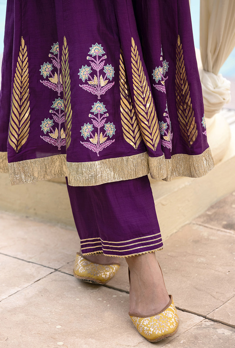 Purple Kalidaar Haseena Kurta Set