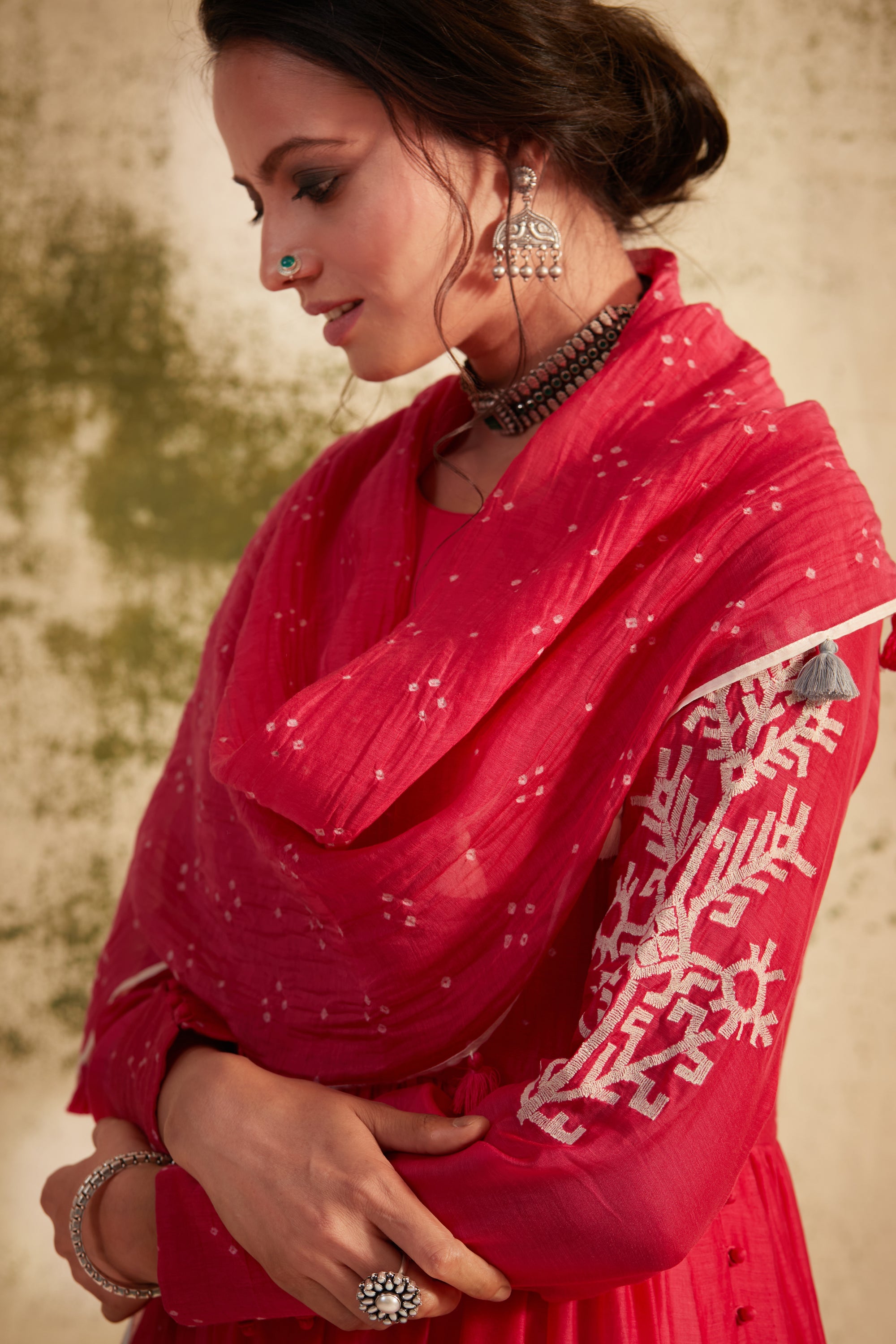 Rani Pink Side Slit Kali Inaya Kurta Set