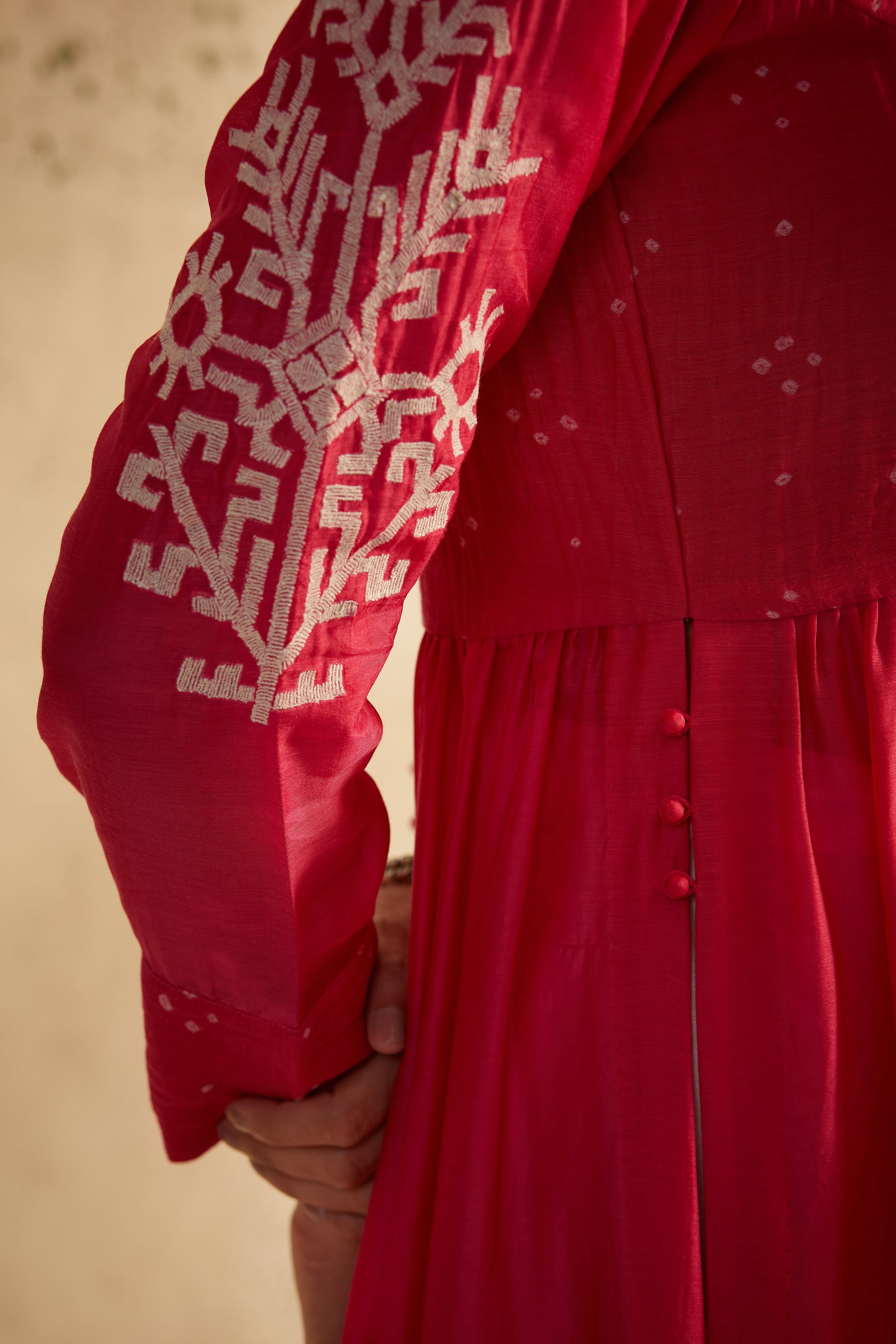 Rani Pink Side Slit Kali Inaya Kurta Set