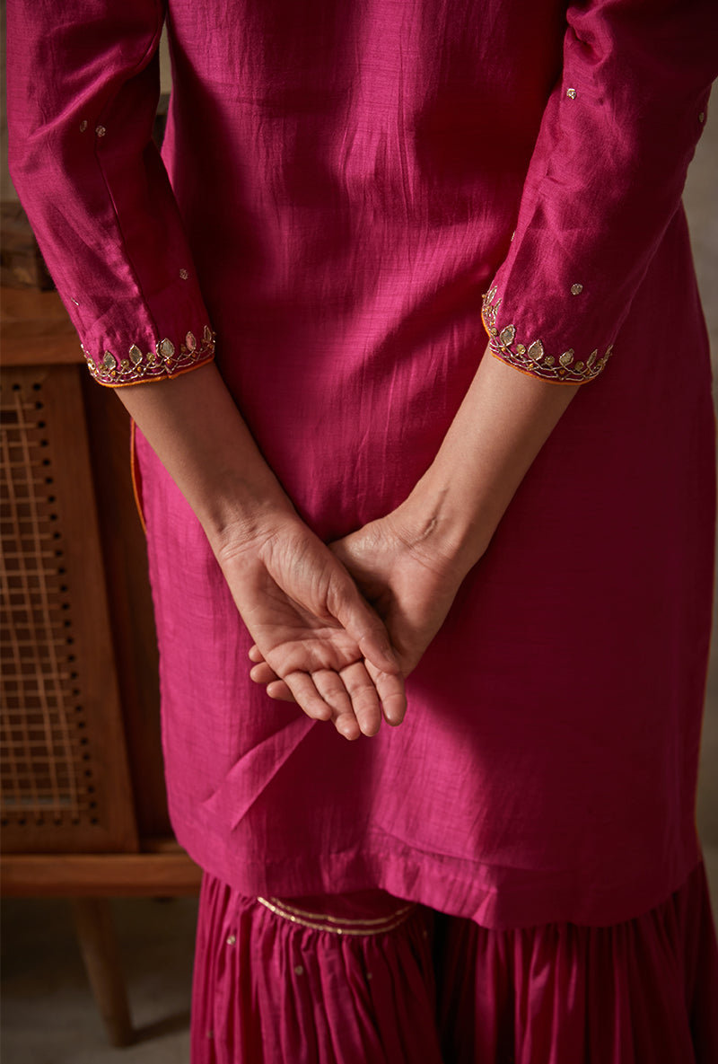 Rani Pink Square Yoke Mahi Gharara Set