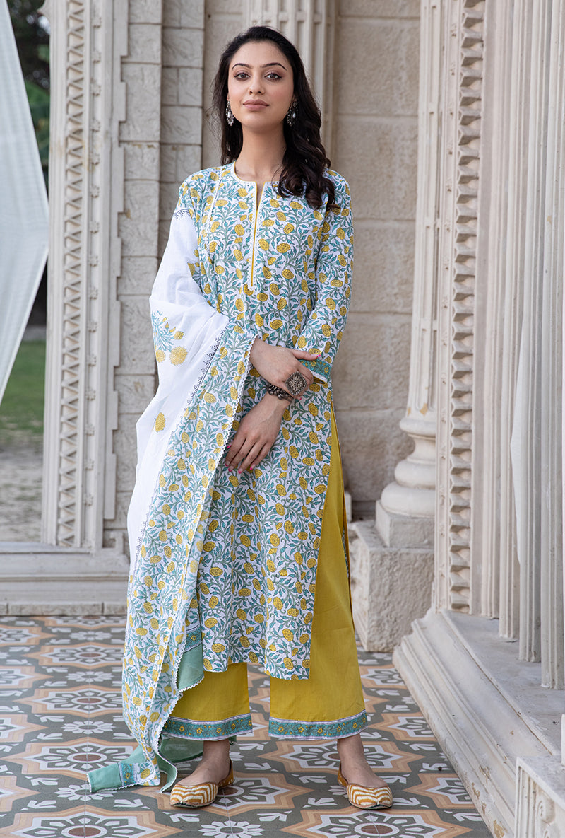 Yellow Mayuri Straight Kurta Set