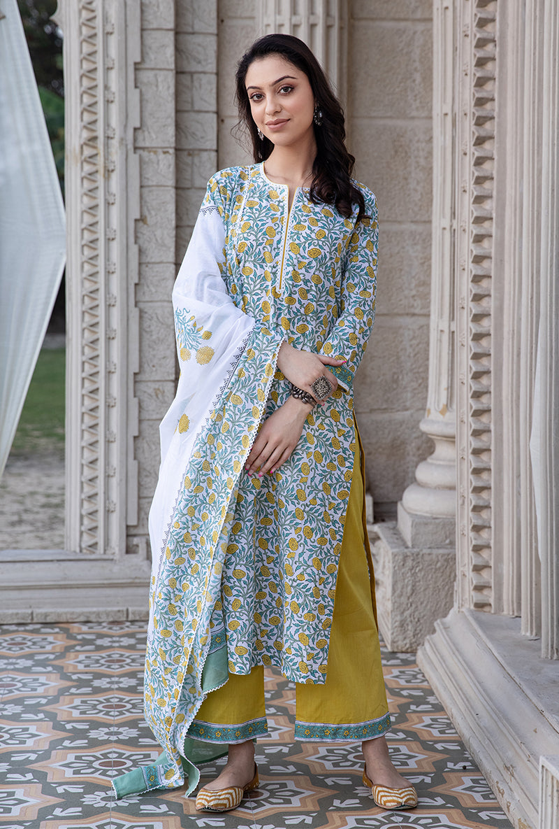 Yellow Mayuri Straight Kurta Set