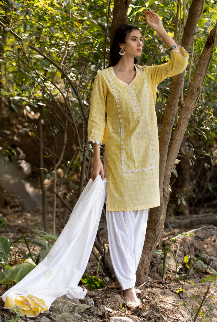 Yellow/Ivory Titlie Salwar Kurta Set