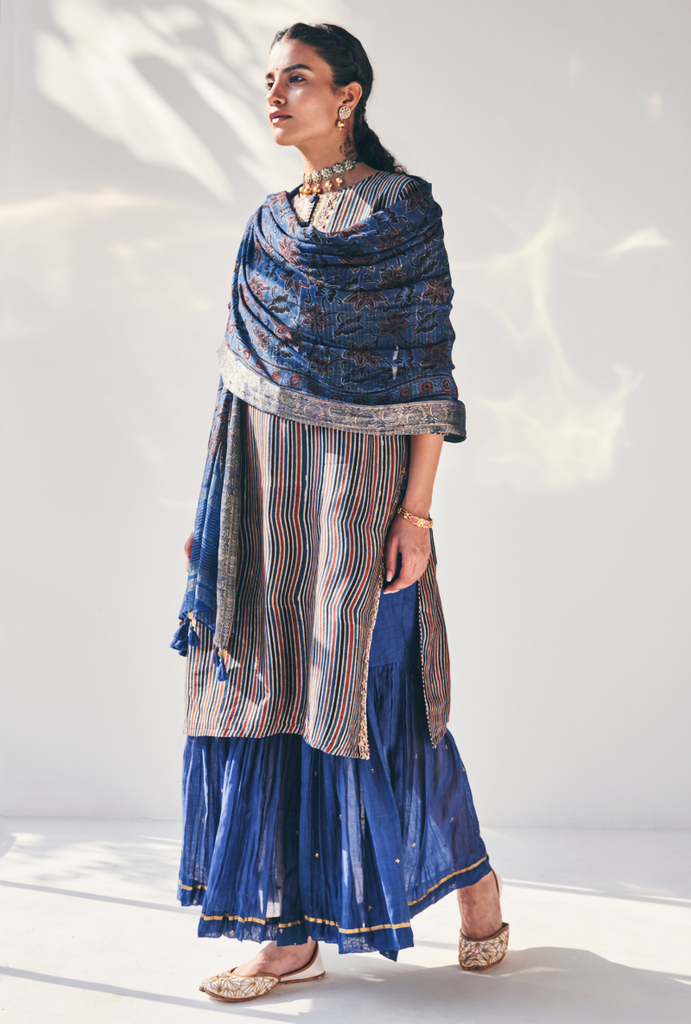 Blue Stripes Fiza Kurta Set