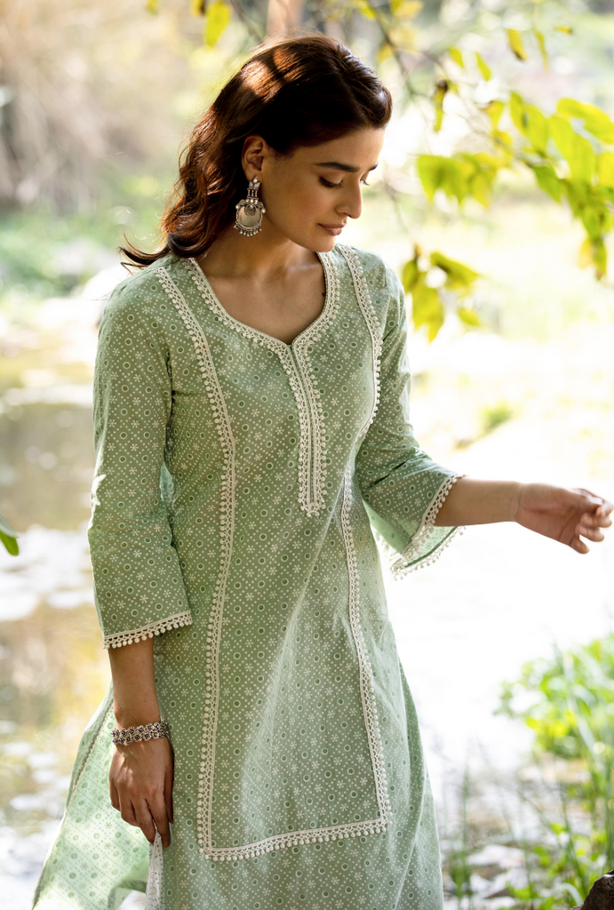 Green/Ivory Titlie Salwar Kurta Set