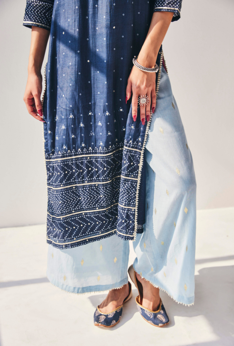 Blue Fiza Yolk Kurta Set