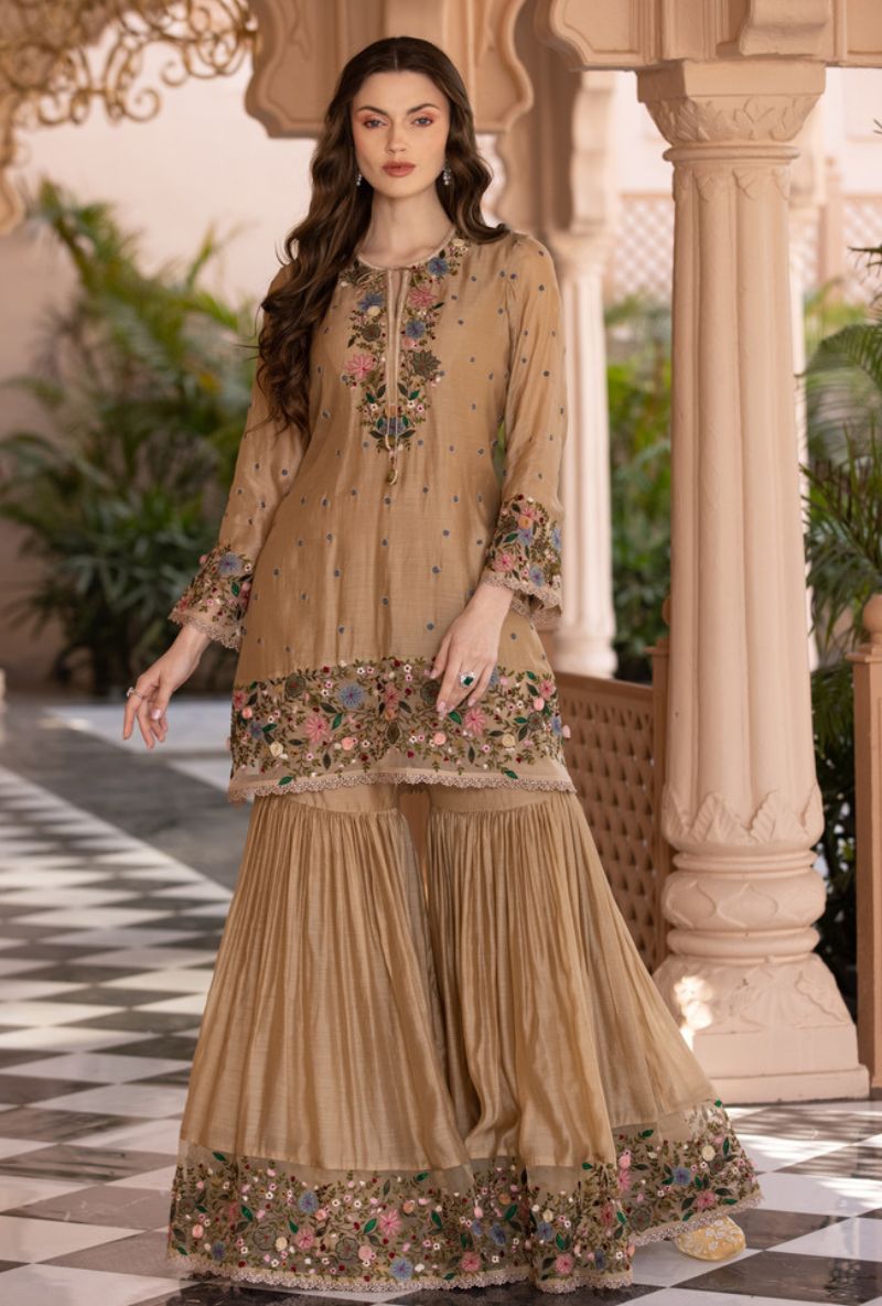 Beige Orchid Sahiba Gharara Set