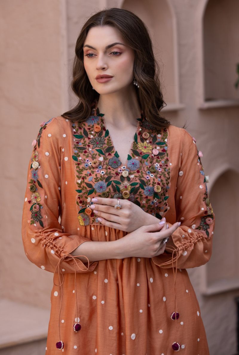 Peach Orchid Frockstyle Sahiba Kurta Set