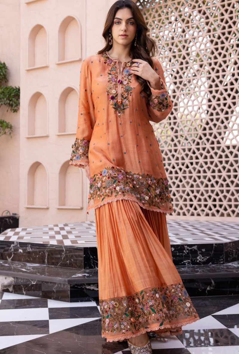 Peach Orchid Sahiba Gharara Set