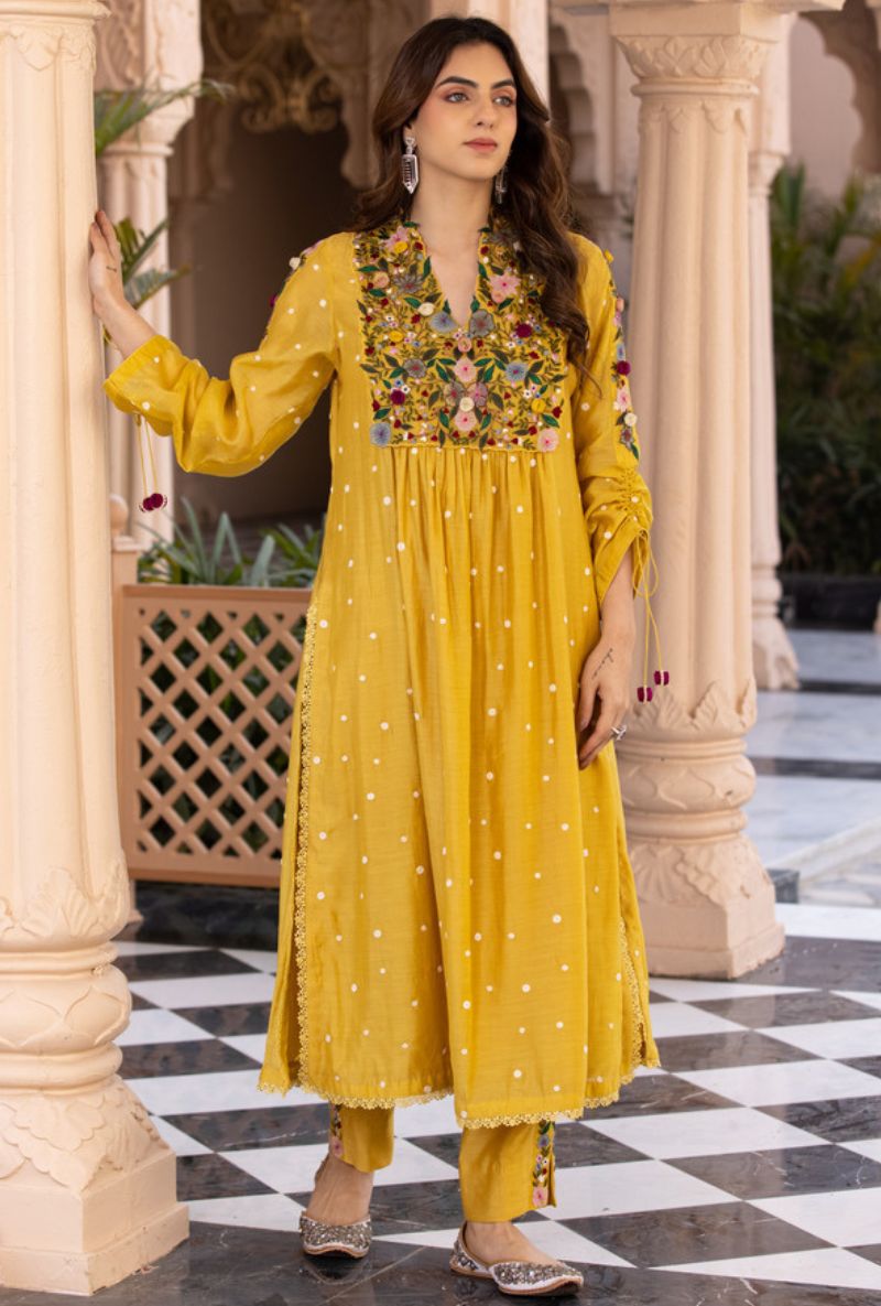 Yellow Orchid Frockstyle Sahiba Kurta Set