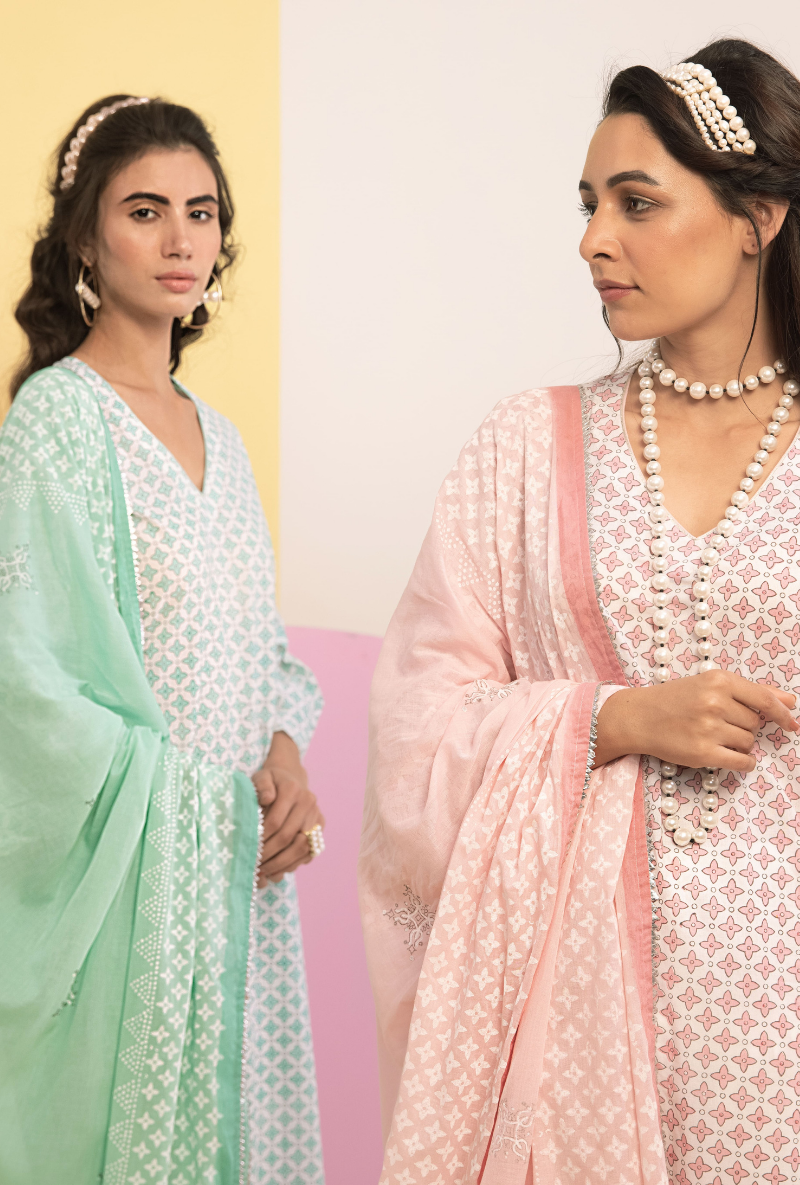 Pink Cotton Candy Frill Sleeve Kurta Set