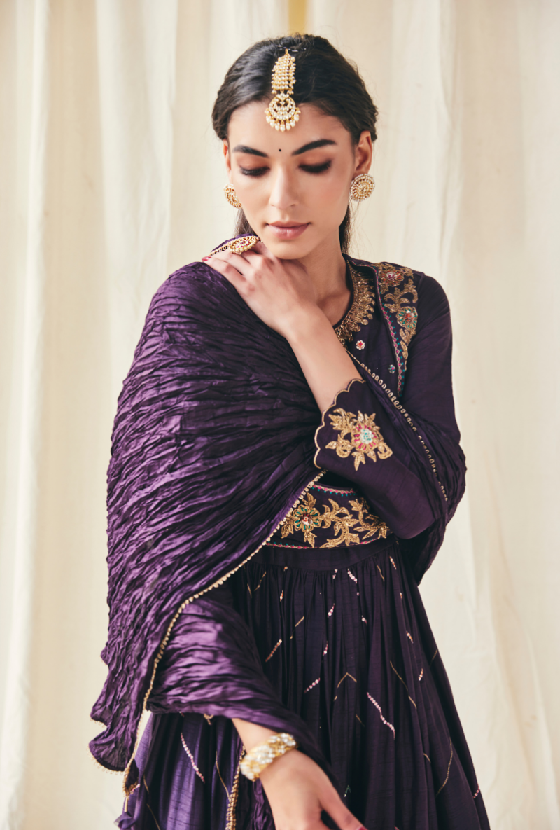 Purple Poshak Meera Anarkali Set