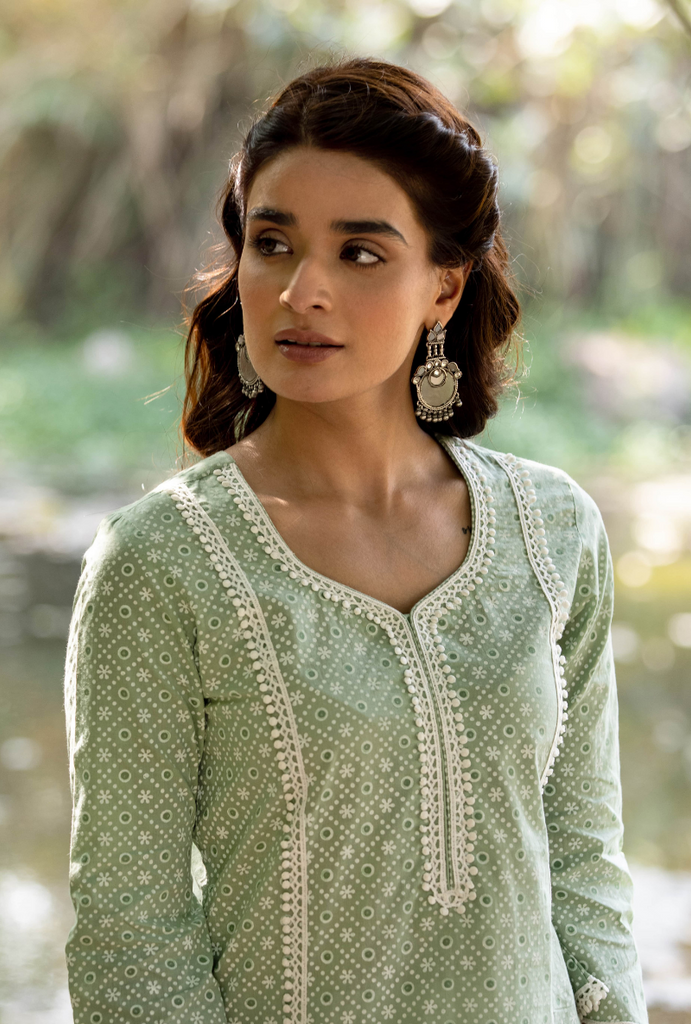 Green/Ivory Titlie Salwar Kurta Set