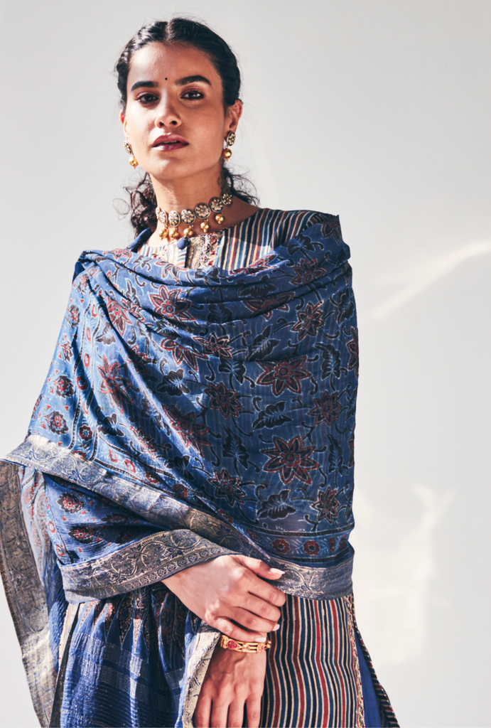 Blue Stripes Fiza Kurta Set