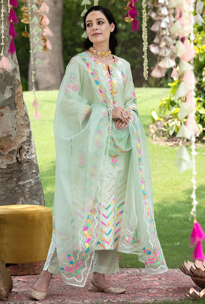 Aqua Mughal Pariza Kurta Set